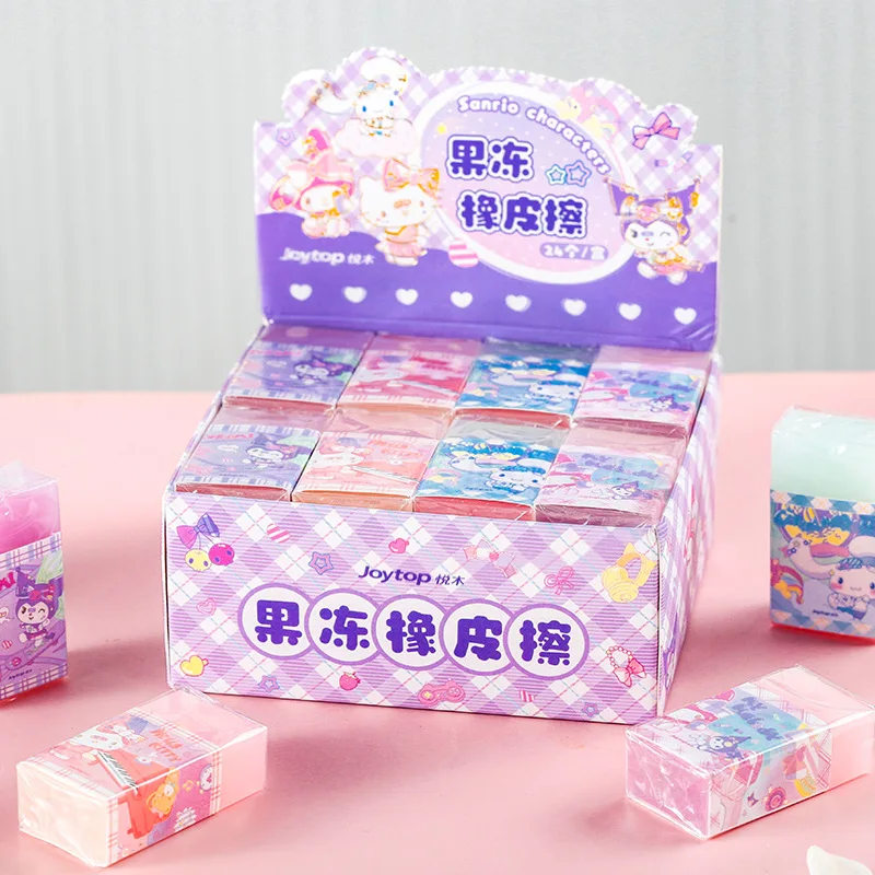 Sanrio 4 /set  Hello Kitty Kulomi new mini cute cartoon eraser set, gradual jelly pencil eraser, children's stationery gifts