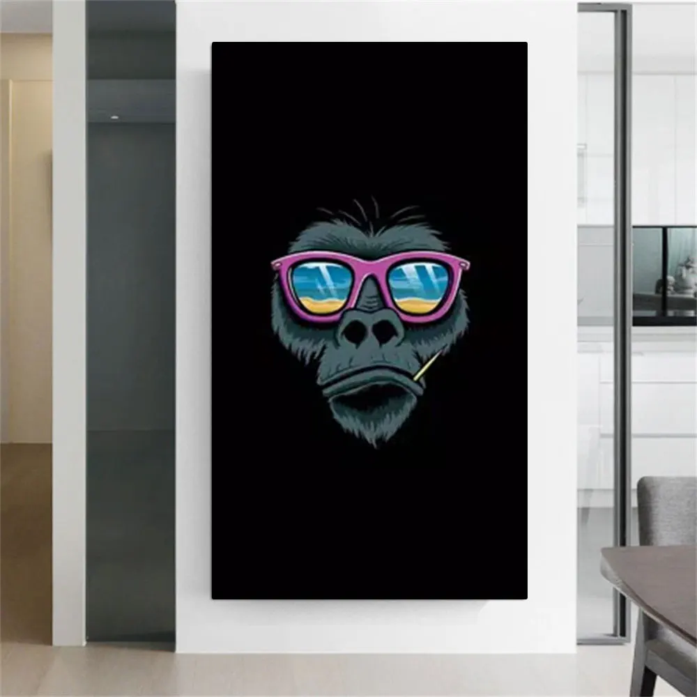 Handsome Majesty Gorilla Print Painting Poster Picture Fashion Creative Abstract Style, Canvas Wall Art, Living Room, Home Decor