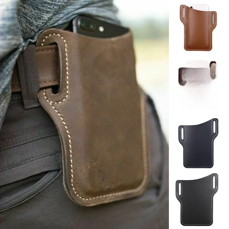 Étui de téléphone en cuir pour hommes, boucle de téléphone portable, ceinture, sac de taille, accessoires, sac à main, portefeuille, poudres de course, sacs de camping de voyage