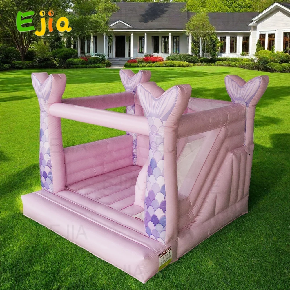 Grand château gonflable de saut gonflable de maison de rebond de sirène rose de PVC commercial de 13'x13' pour l'événement de location de partie de filles