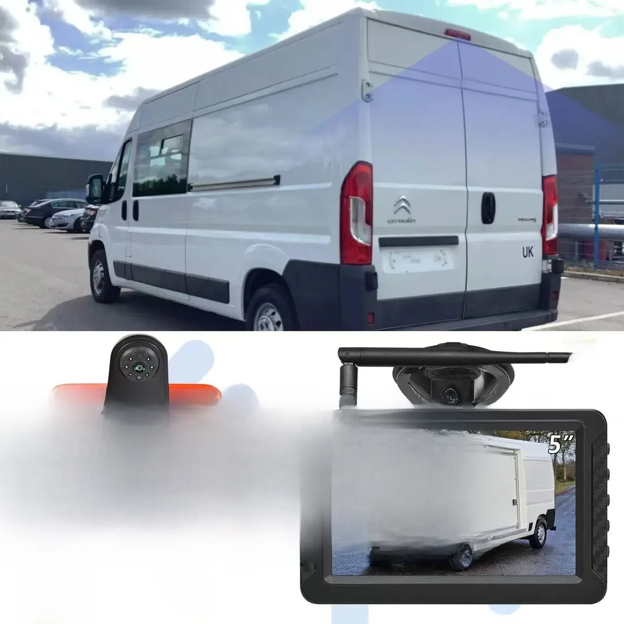 Caméra de recul sans fil HD, feu stop, avec moniteur 5 pouces, pour FIAT Ducato Peugeot Boxer citroën Jumper, caméra arrière de stationnement