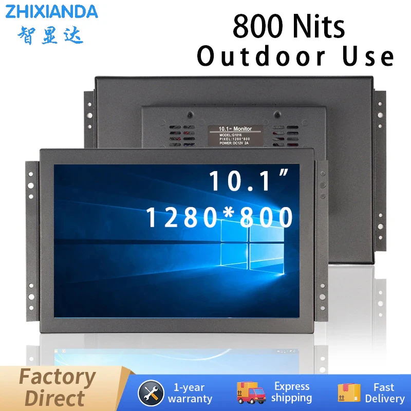 

10.1 Inch Open Frame Touch Screen Monitor Outdoor Use 800 Nits Sunlight Readable 1280*800 Embedded Display With BNC AV HDMI VGA