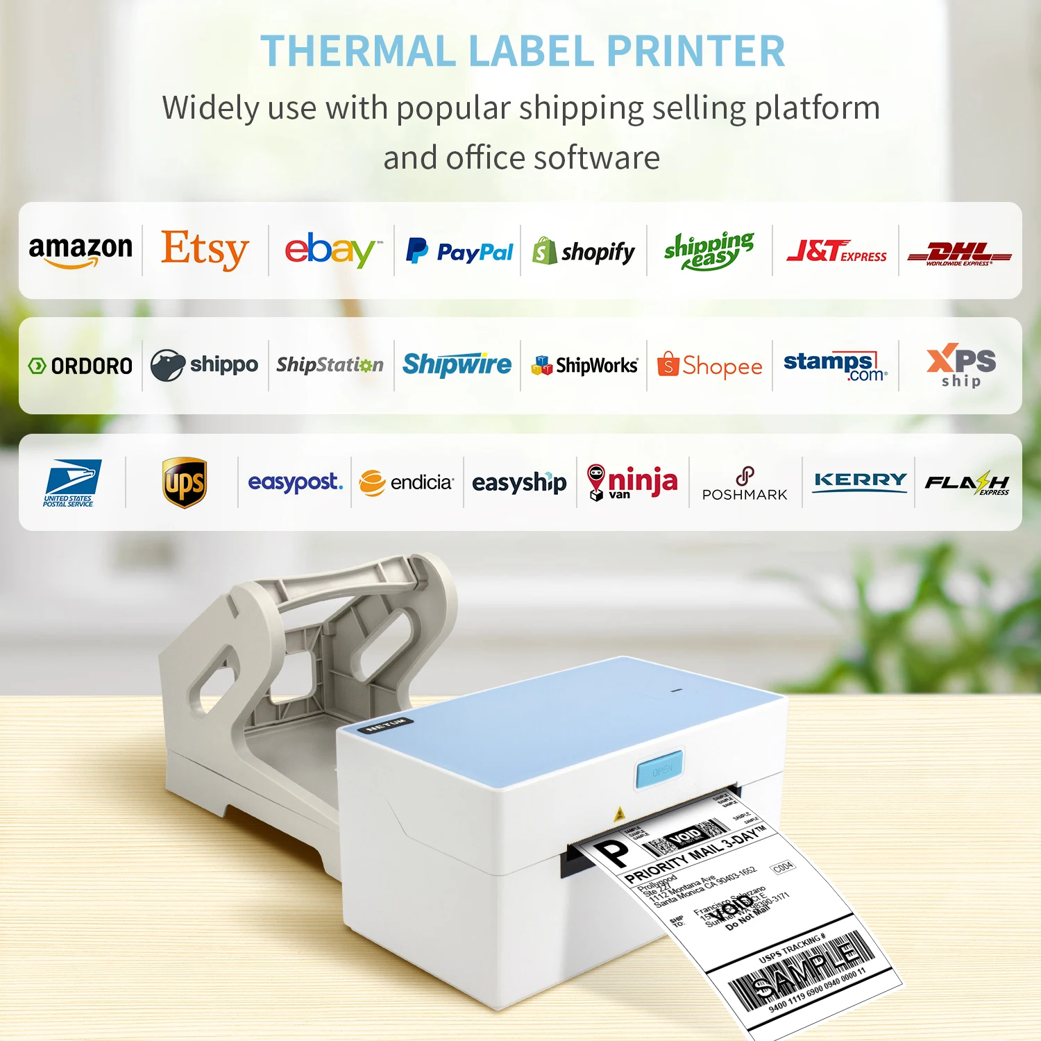 NT-LP110C Desktop Shopping Label Printer Thermal Barcode Label Printer Printing for Shipping Express Label 4x6 Printing