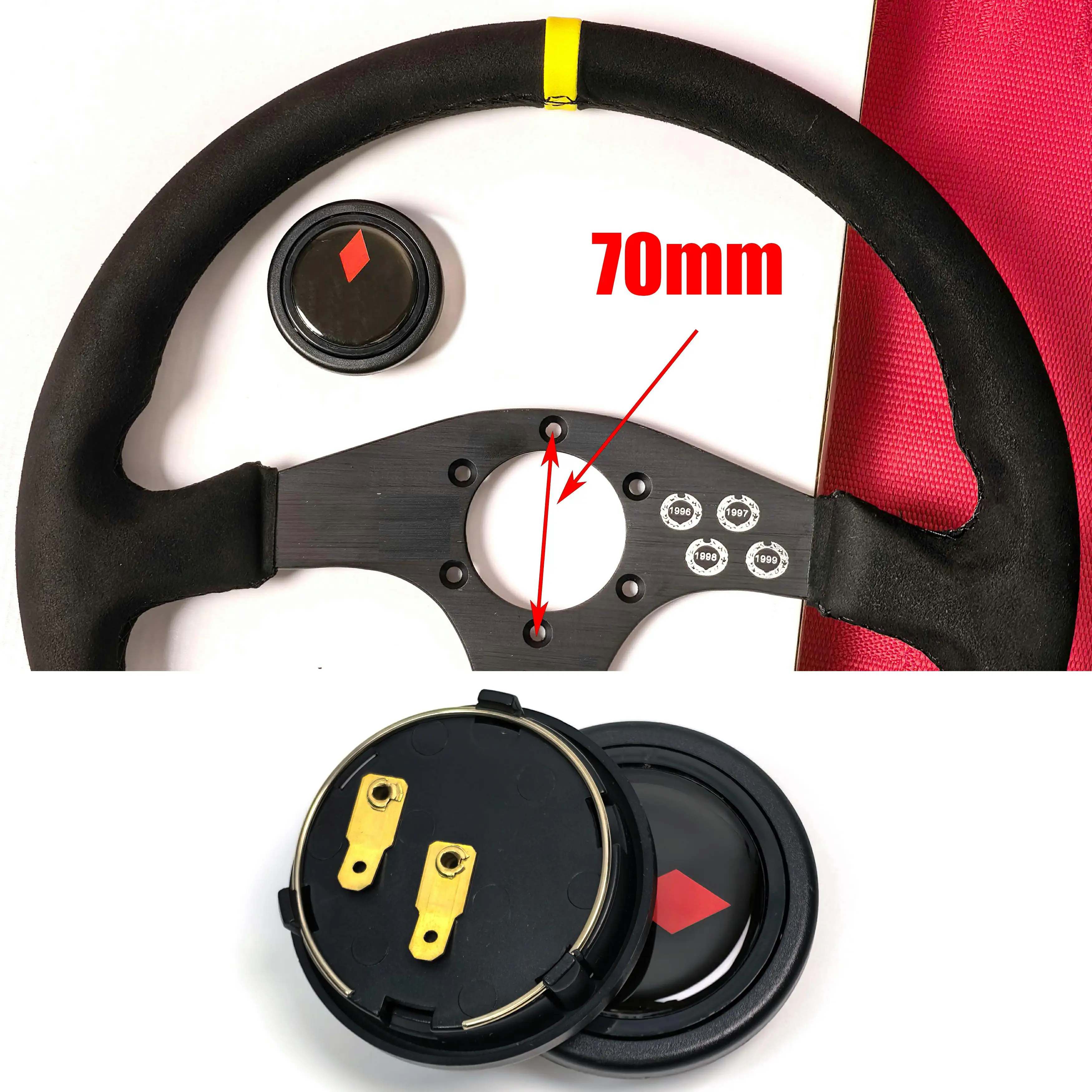 Steering Wheel Horn Button Metal and Plastic Easy To Install Universal Personalized Car Horn Button Replacement for Automobile
