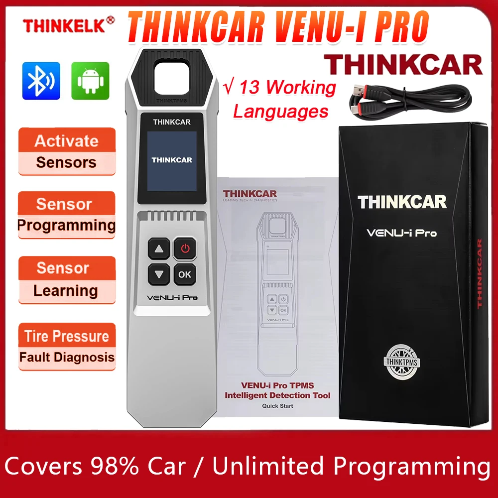 

2025 THINKCAR VENU-I PRO Инструмент для диагностики давления в шинах TPMS 315 МГц/433 МГц Датчик Активирует программирование pk THINKCAR T90