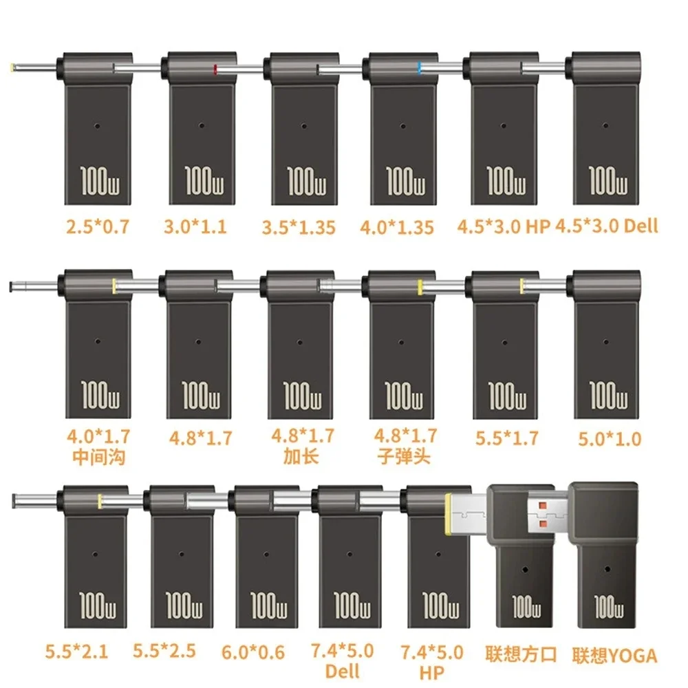 USB Tipo C Adaptador de Carregamento Rápido, Carregador Portátil, Conversor, Conector, Universal, Dell, Asus, Hp, Acer, Lenovo, 100W