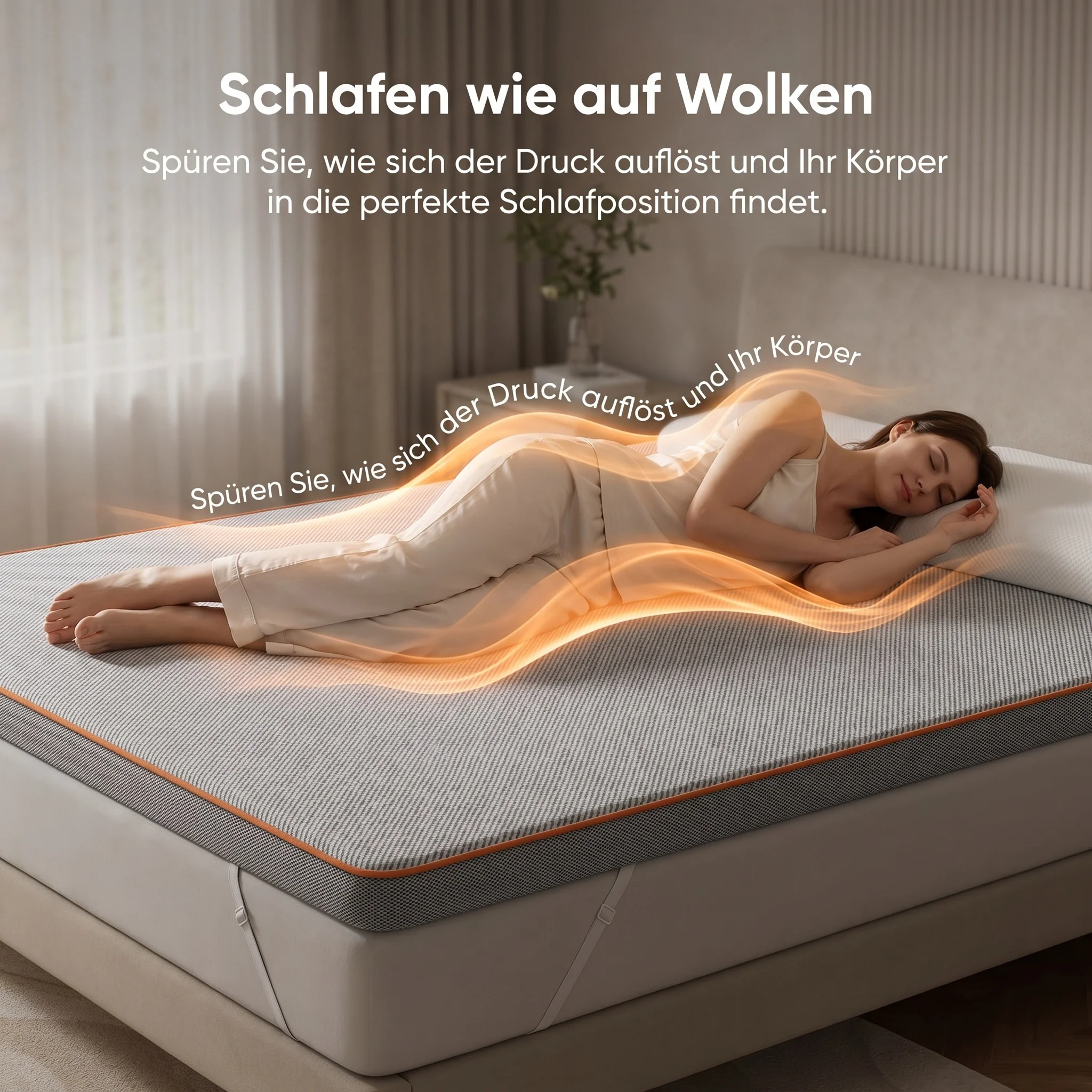 Matratzentopper 7.5cm Gel Kalt Schaum Waschbarer Bezug Anti-Rutsch Matratzenauflage für Rücken Bauch Seiten Schläfer