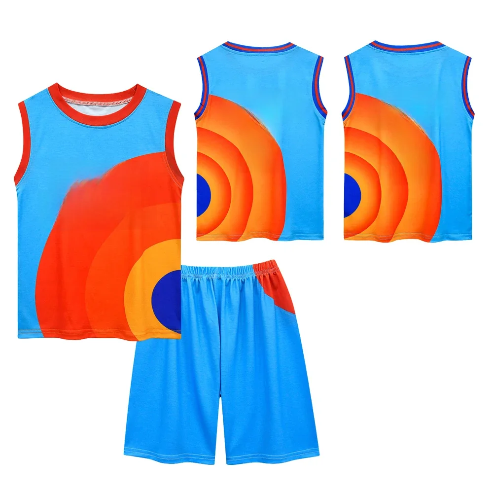 Uniforme de survêtement de cosplay Space Jam 2 pour garçons et filles, vêtements de basket-ball pour enfants, uniforme de sport, ensemble Jame Tune Squad, glaShorts imbibés