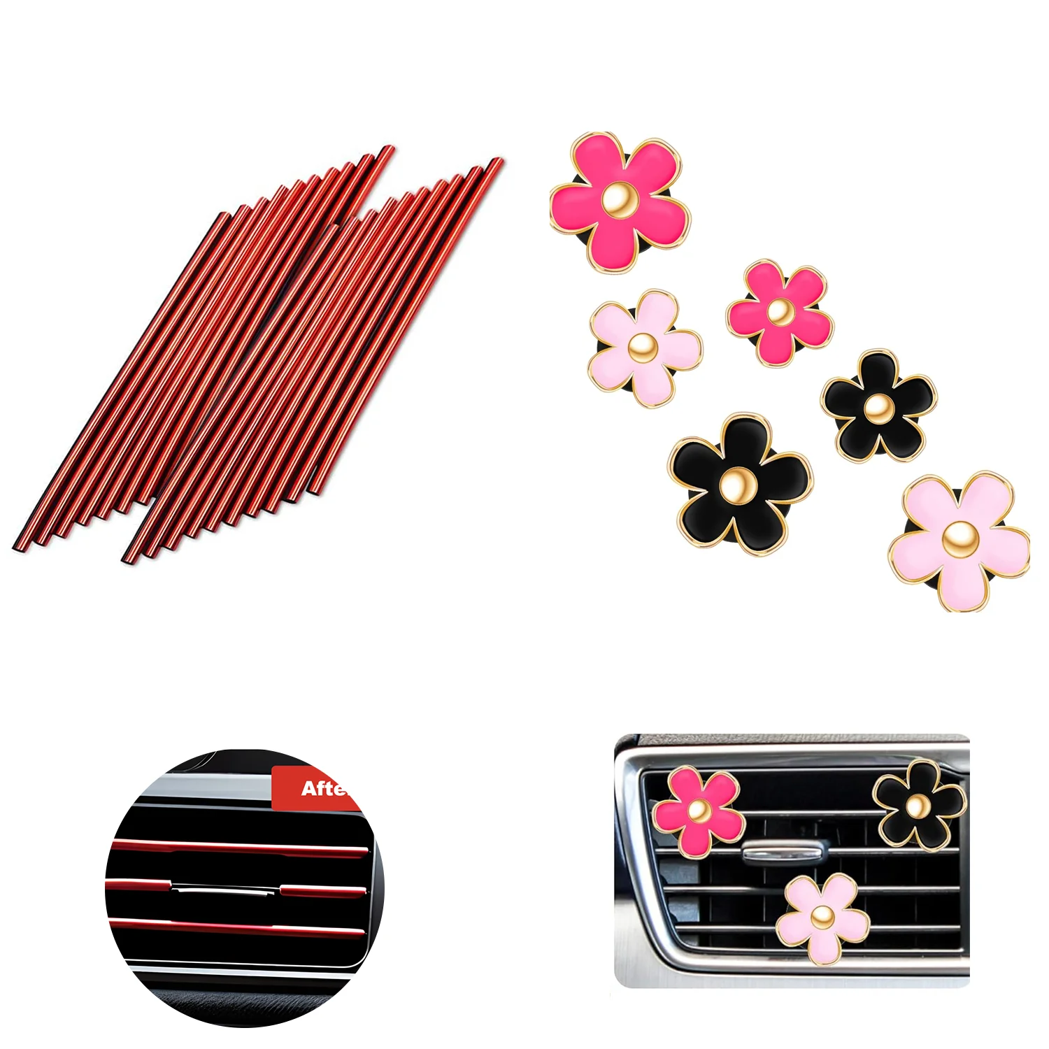 Car Air Conditioner Air Outlet Decorative Strips & U-Shaped Plating Bright Strip, Universal Waterproof Bendable Car Interior Acc