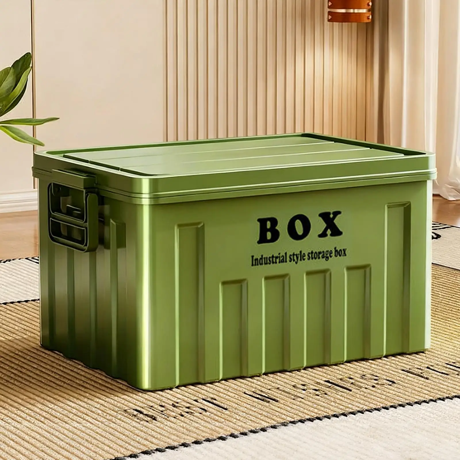 صندوق تخزين بغطاء قابل للتكديس مع مقابض صندوق تخزين لتنظيم الوجبات الخفيفة وحقيبة الظهر والسفر 34 × 25 × 19.5 سم