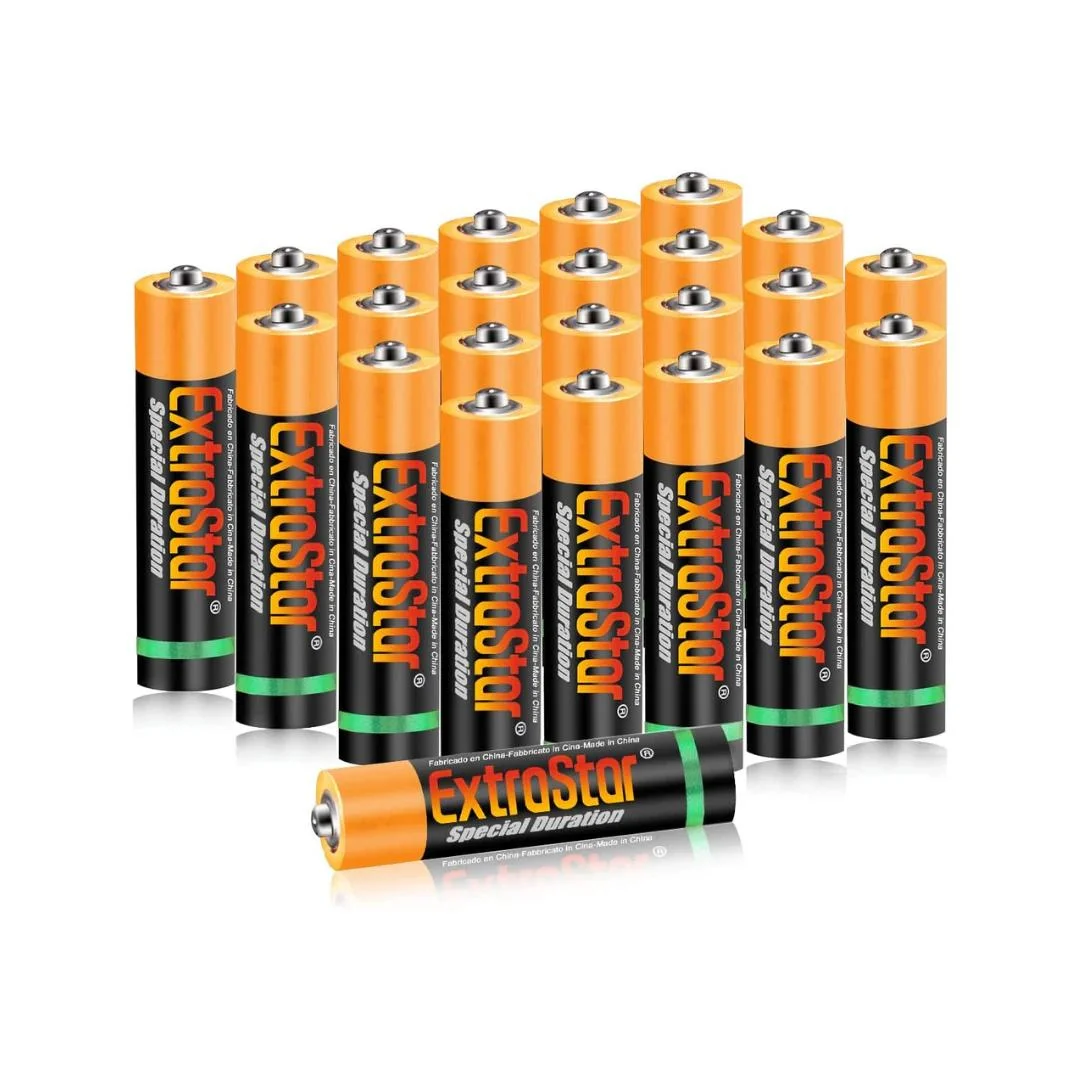 Extrastar - Aa Lr06 / Aaa Lr03 Bulk Batteries Dry Battery Made of Non-Mercurio Zinc and Carbon, Performance Range, Special Battery Life / 0% Mercury for Toys Controls Flashlights Watches Mouse