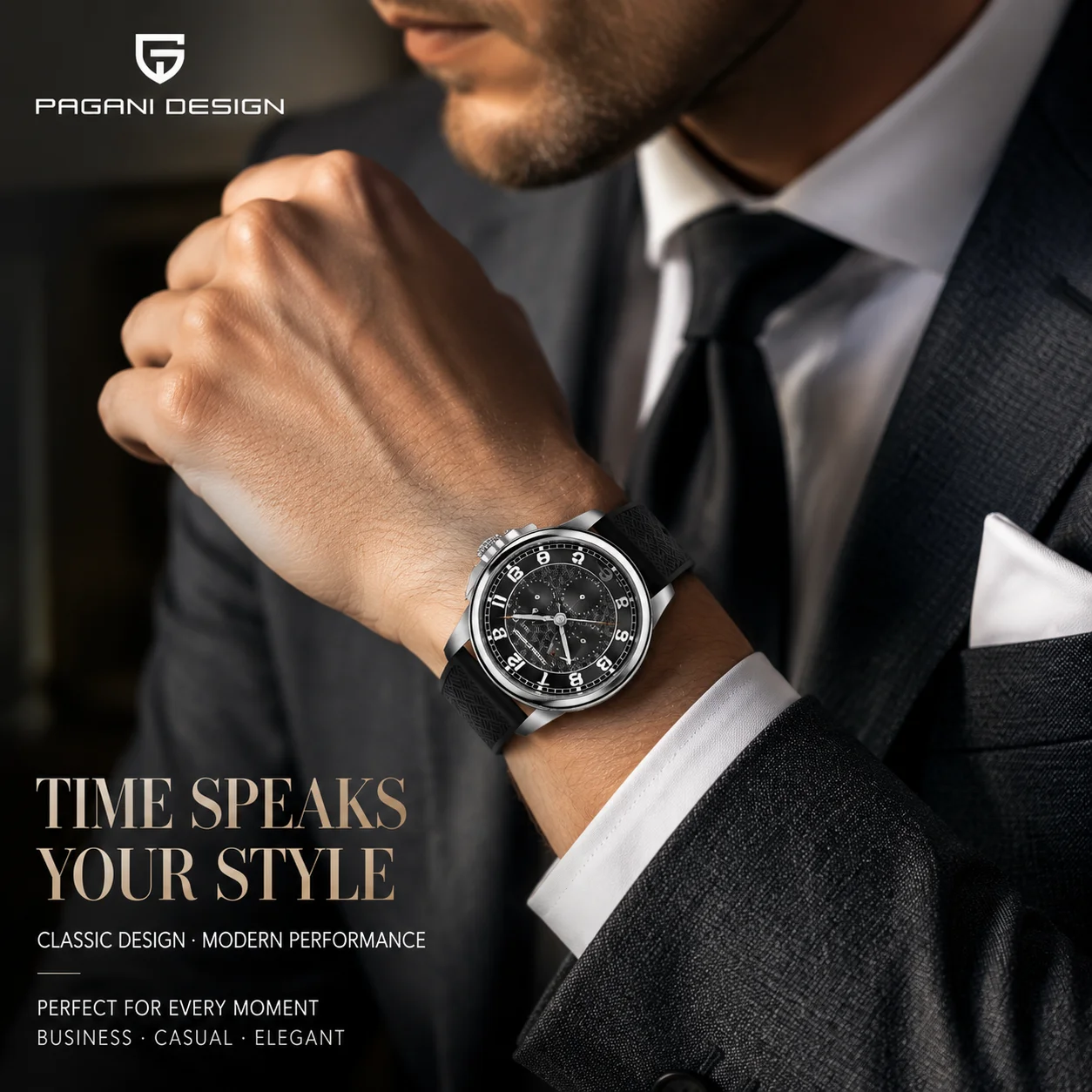 PAGANI DESIGN PD1780 Multifunctional Men's Watch Quartz Watch Calendar Week Waterproof Luminous Fine Steel Tape Watch