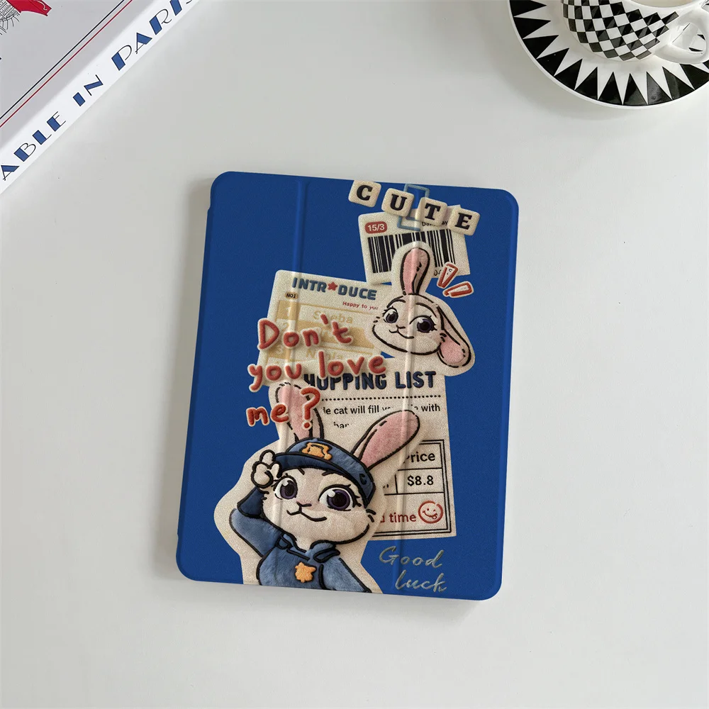 Borduurmagazine Crazy Zootopia tablethoes voor iPad A16 Pad Pro 11 inch 2025/2024 Air 5/4 10,9-inch iPad 7/8/9 10,2 5/6 mi