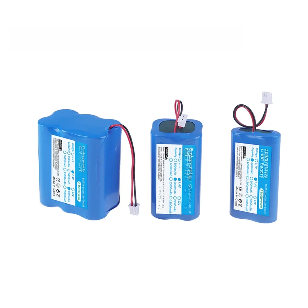 7.4V 18650 batterie au lithium 6000mAh/9000mAh 12000mAh batterie aste mégaphone haut-parleur panneau de protection + prise XH-2P