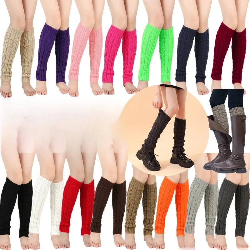 Chaussettes Jambières Solides pour Femme et Fille, Couvre-Pieds, Genoux, 15 Couleurs, Automne et Hiver