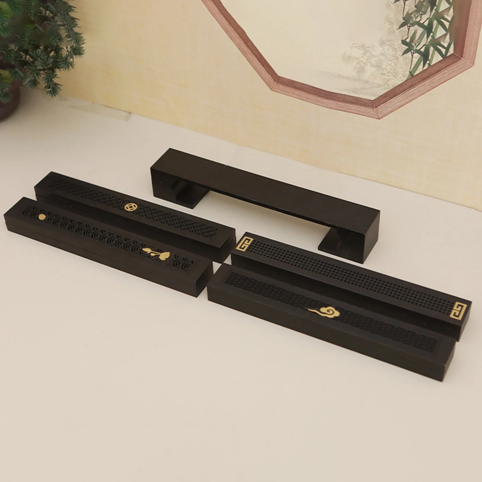 Wood Incense Holder Hollow Incense Burner Holder Box Centerpiece Decoration Incense Stand for Indoor Home Tabletop Bedroom Room