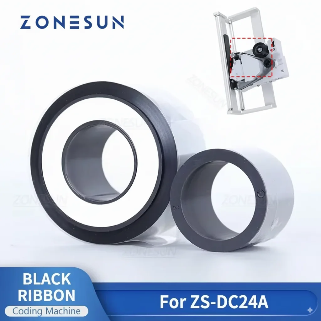 ZONESUN لـ ZS-DC24A مبرمج طباعة التاريخ-200 م 1 مجموعة شريط حراري أسود