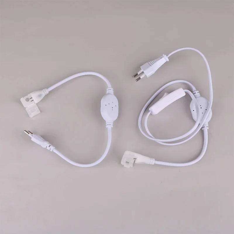 Prise UE pour bande LED COB 220V, prise d'alimentation, connecteur rapide avec bouton, câble de commutation pour bande COB IP67 10mm