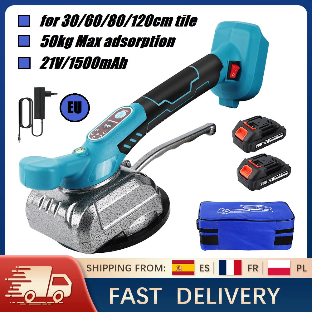 Machine de nivellement par vibrations pour carrelage sans fil 21V, aspiration 50KG, affichage numérique à 5 vitesses pour carrelage de 30 à 120cm, dispositif de pavage domestique