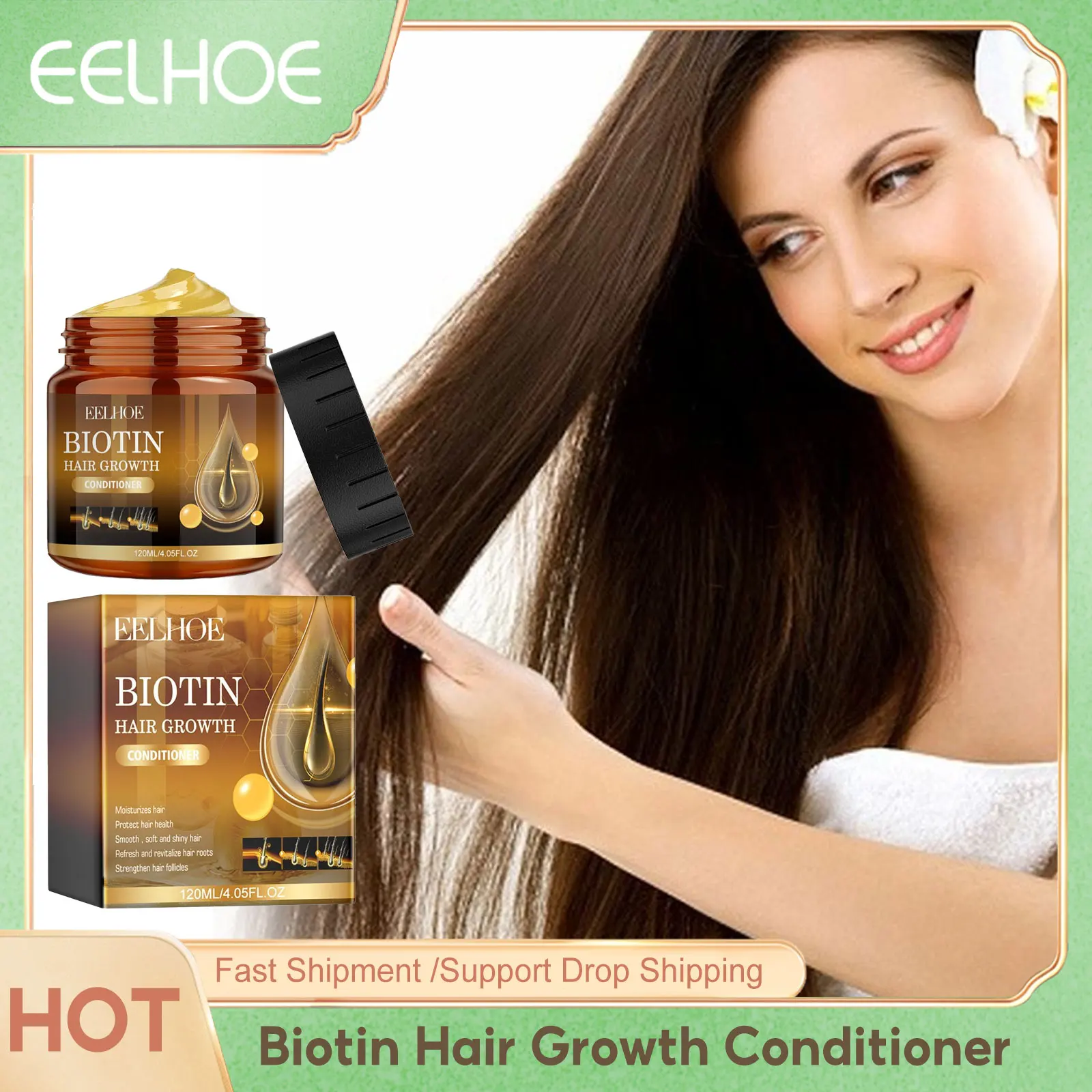 Biotin Hair Growth Conditioner For Dense Smooth Hair Treatment Frizz Free Nourishing Brightening Repair Damage Hair Conditioner