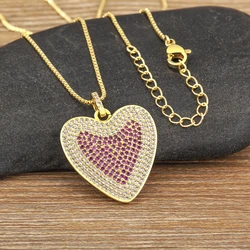 Nidin Classic New Design Heart Shape Pave Shiny Zircon Pendant Necklace Female Anniversary Party Clavicle Chain Accessories Gift