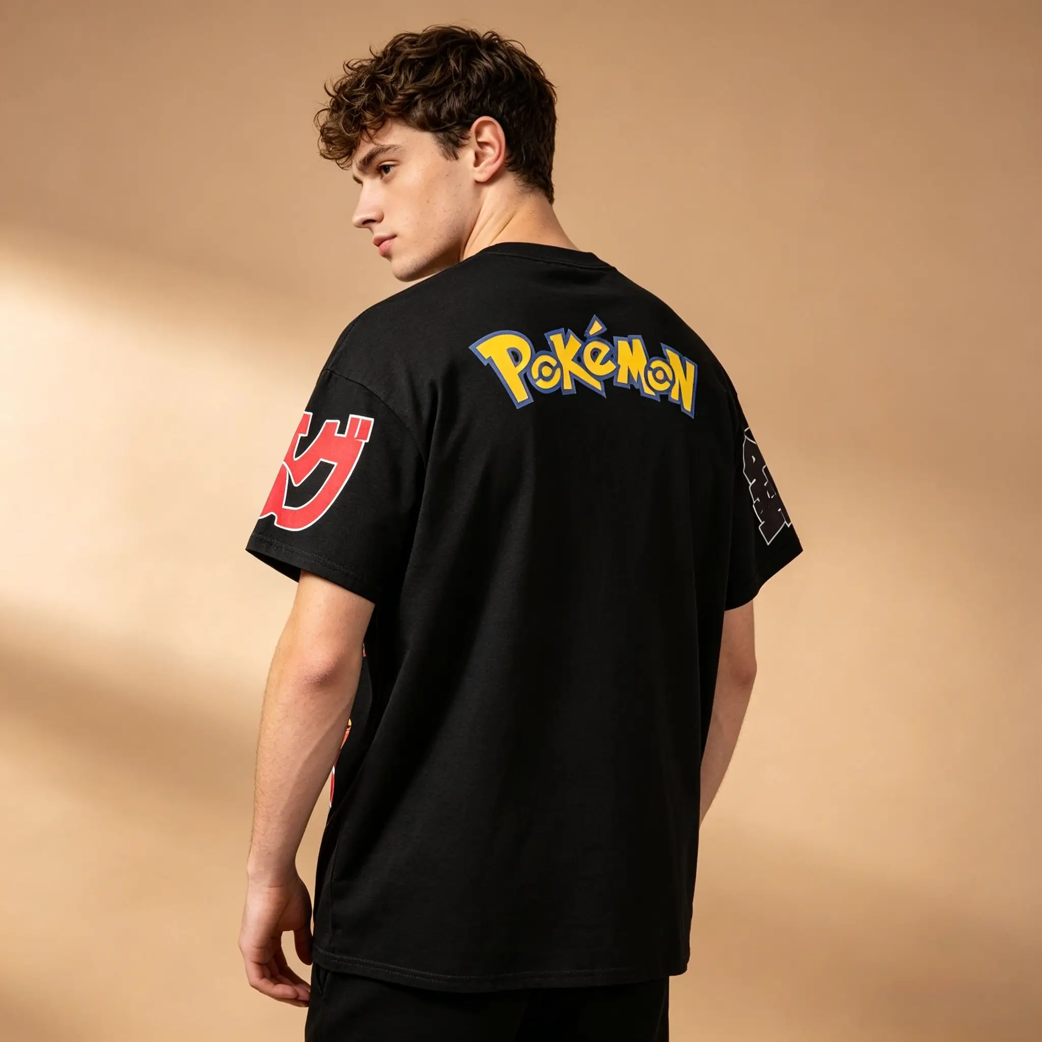 Men's Vintage Grid Anime T-Shirt, Pokemon Scizor Steel Bug Type Manga Panel Poster Print Black Casual Short Sleeve Top view 6