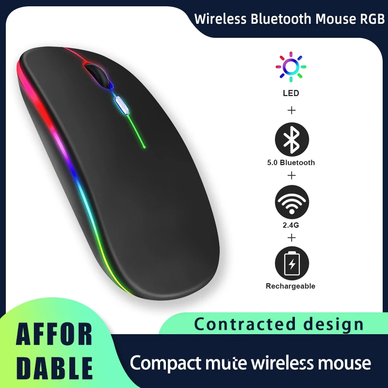 

latumab 2.4GHz Wireless Bluetooth Mouse Rechargeable Mice Wireless Computer Mause LED Backlight Gaming Mouse for Desktop Laptop