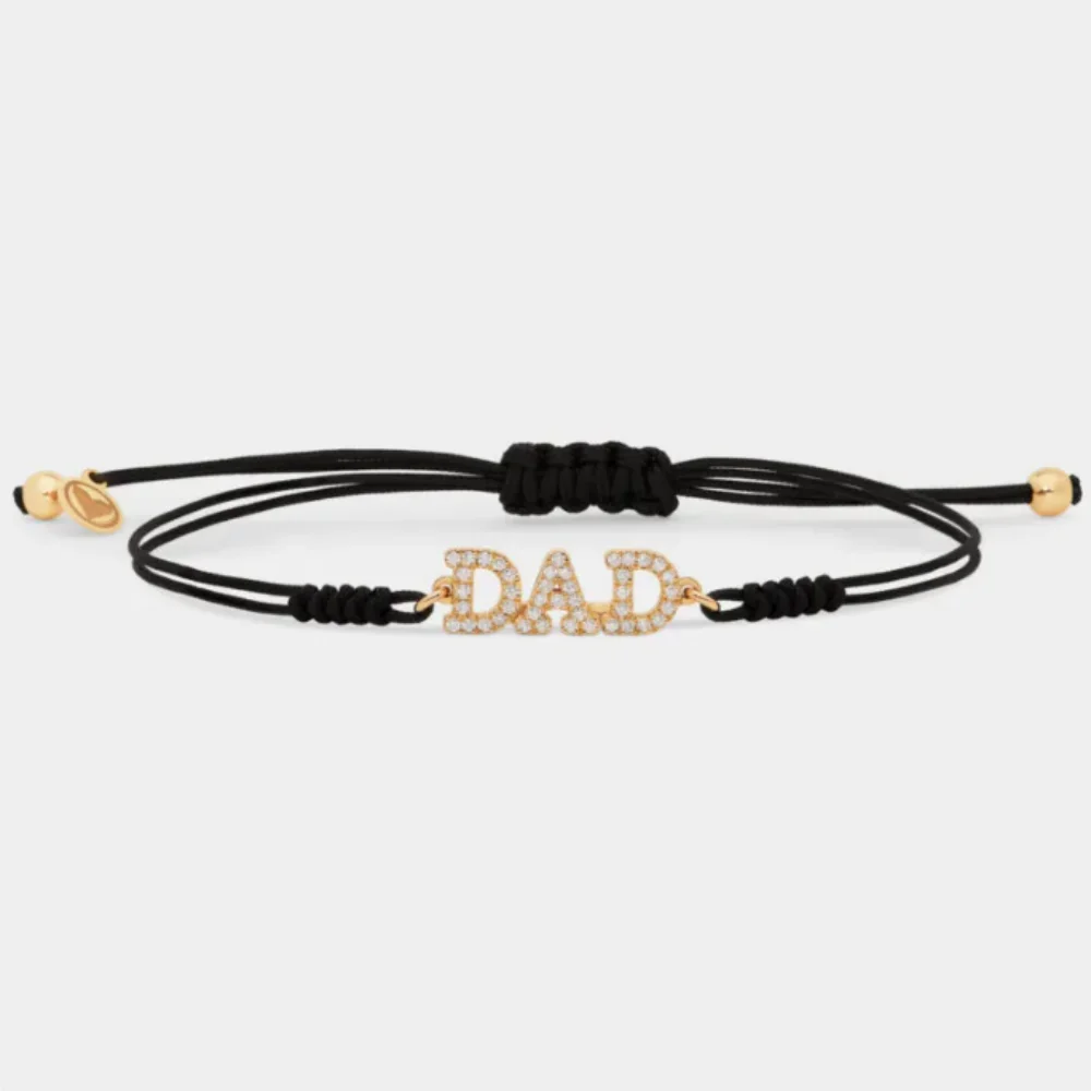 

Diamond Father's Day Bracelet Rope Chain Bracelet 18K Gold Plated Personalized Adjustable Charm Jewelry For Men's Christmas Gift