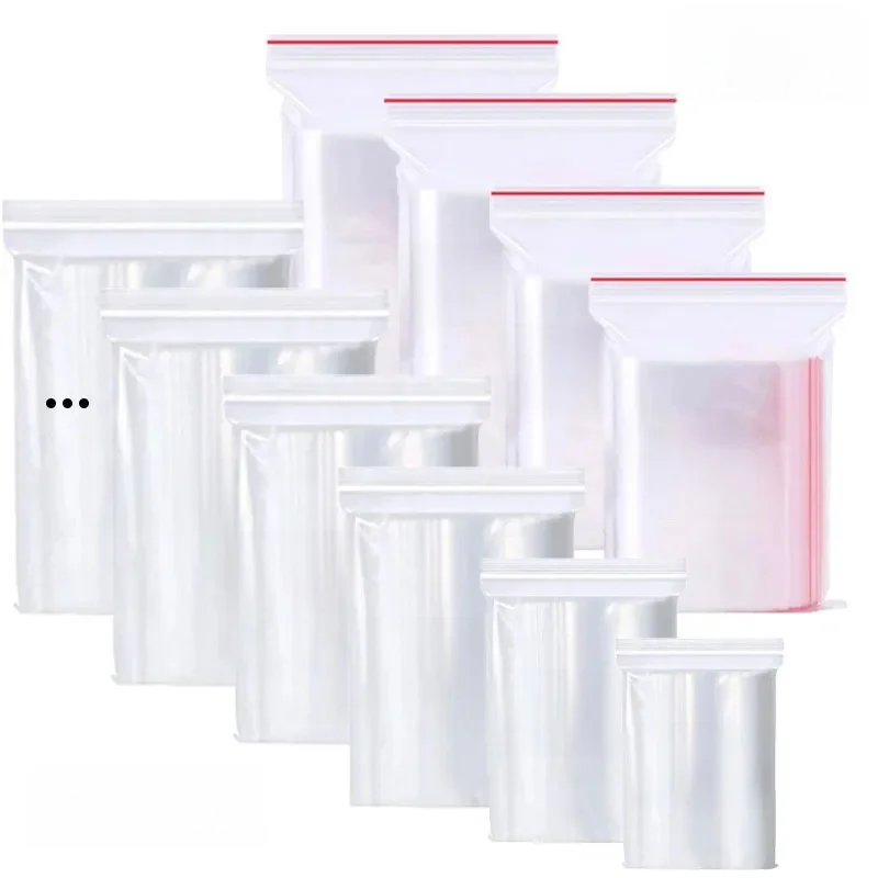 100–500 Stück kleine Plastiktüten mit Reißverschluss, wiederverschließbare transparente Beutel, Vakuum-Aufbewahrungsbeutel, durchsichtige Beutel, Druckverschluss-Lebensmittelaufbewahrung,