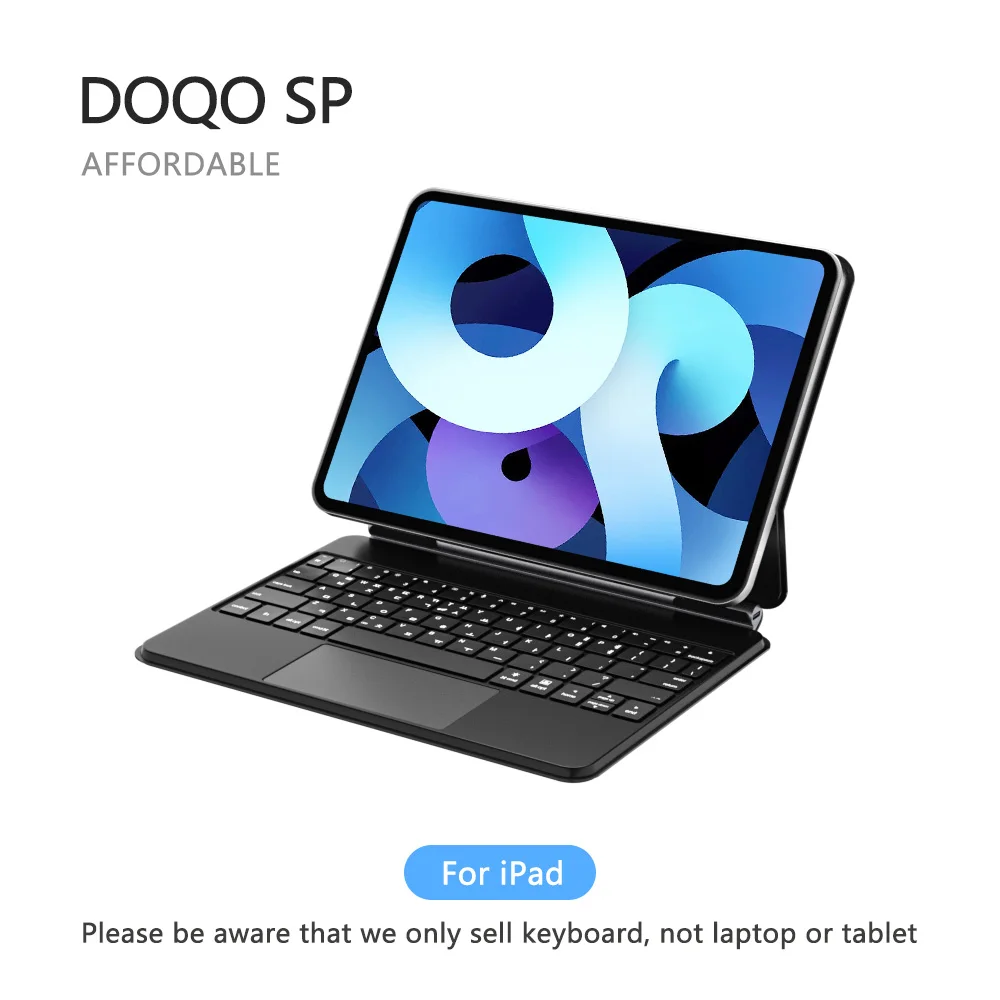 DOQO SP: magiczna klawiatura etui Wite Wite Trackpad Bluetooth dla iPad Pro 11 cali i iPad Air4 5 ''10,9 cala z 7 kolorowym podświetleniem