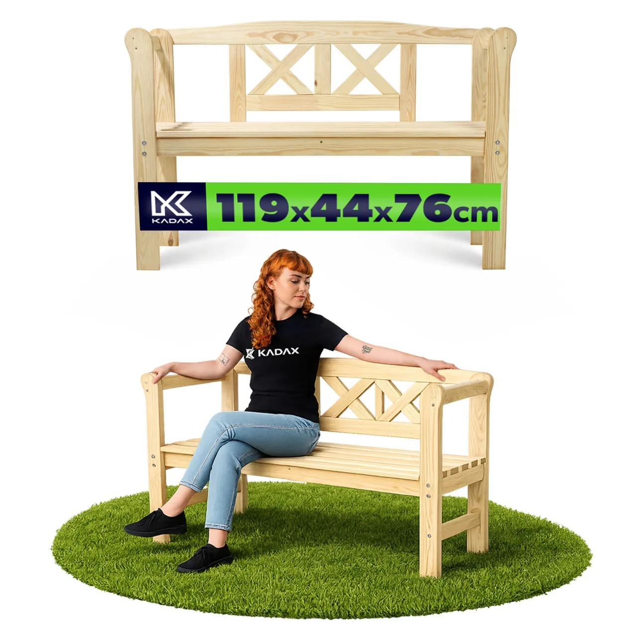 KADAX Tuinbank met rugleuning Houten Park Style 119 cm Patio Garden