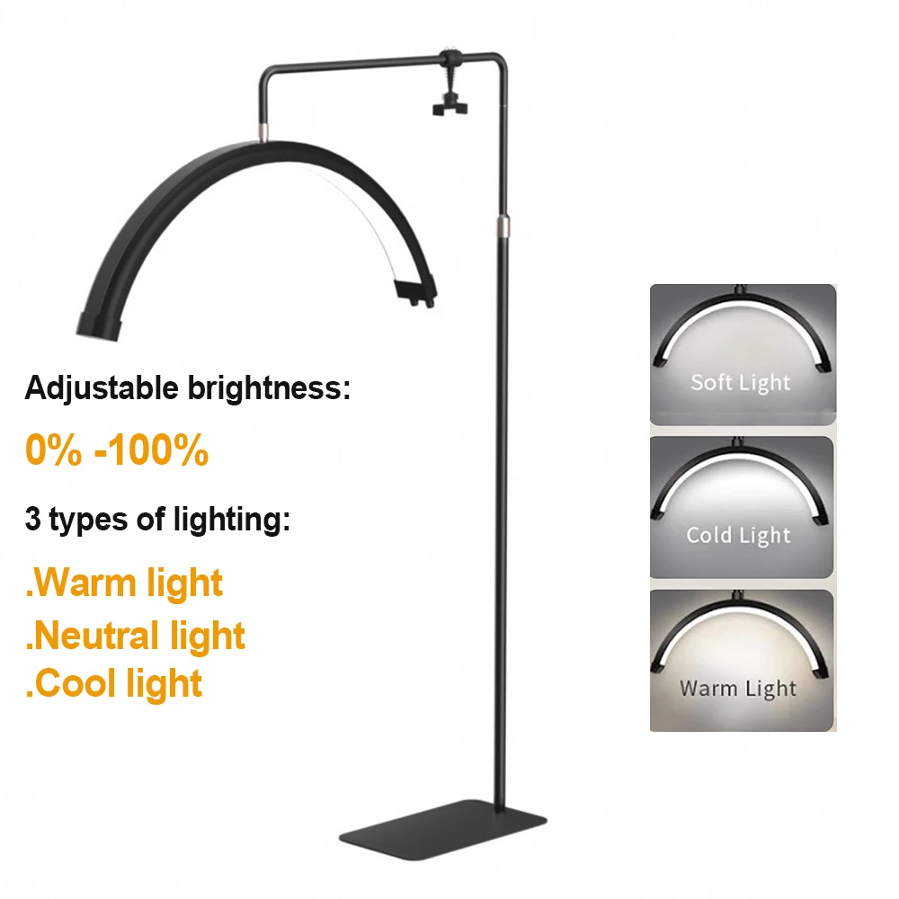 Lampe à cils demi-lune LED, lumière d'appoint pour extension de cils, lampes de sol pour maquillage et salon de beauté