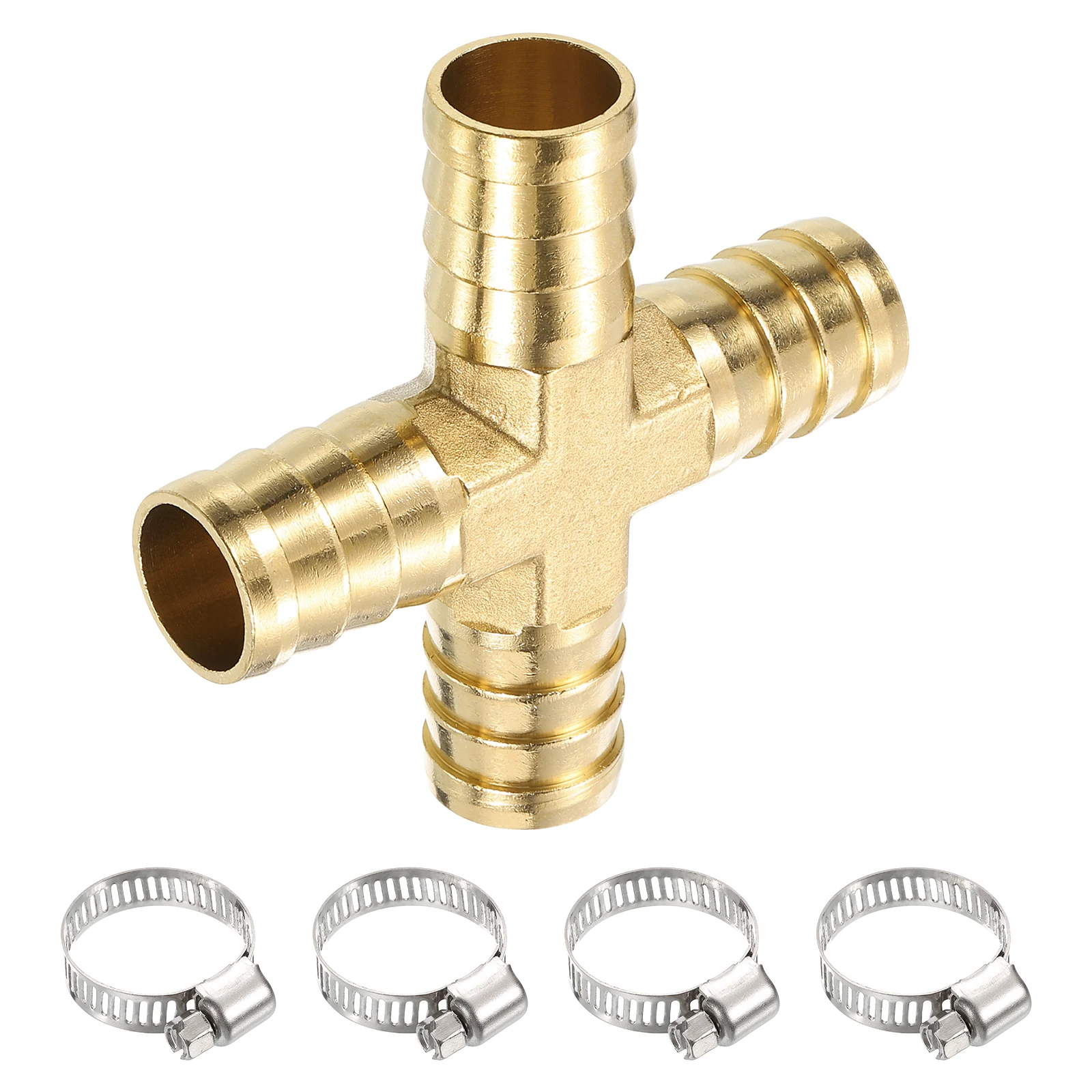 

1/2/4Pcs 4 Way Brass Pipe Fitting Cross Barb Union Fitting Pipe Adapter Hose Clamp Barb Connector Joint Coupler Adapter 6mm-19mm