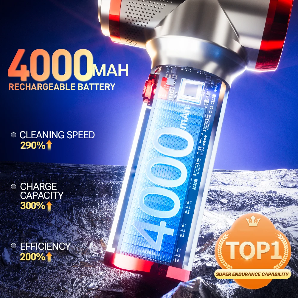 SZUK 178000Pa Mini Car Vacuum Cleaner Powerful Handheld Cleaning Machine Strong Suction Portable Wireless Vacuum Cleaner for Car