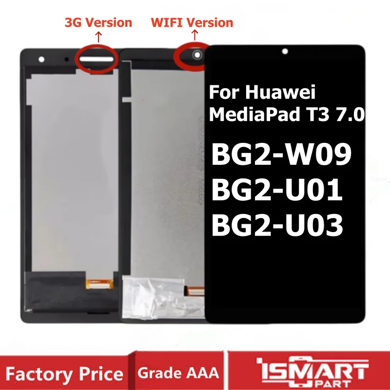 For Huawei MediaPad T3 7.0 Screen WiFi 3G Version BG2-W09 BG2-U01 BG2-U03 LCD Display Touch Digitizer Assembly Replacement Parts