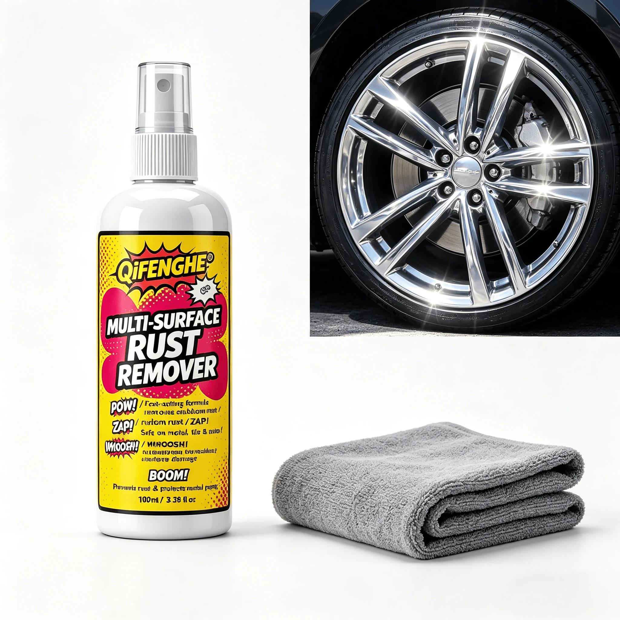 Fast-Acting Rust Remover, Multi-Surface for Metal Car Home Tile, No Damage, 100ml