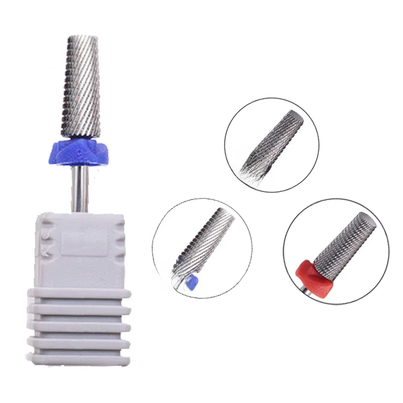 Argent plat 2 voies 5 en 1 conique sécurité carbure forets à ongles meulage rotatif carbure fraise pour manucure enlever Gel