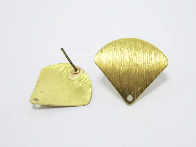 10pcs Textured gingko leaf Earrings, brass Stud earring, 20.5x19mm Handmade Earrings, Boho earrings with charm holder R277