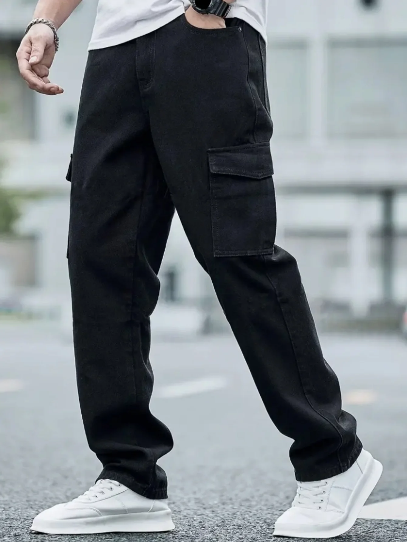 

Мужские джинсы-карго, тактический джинс с несколькими карманами, уличная одежда Edge от Coffee Runs to Concert Nights