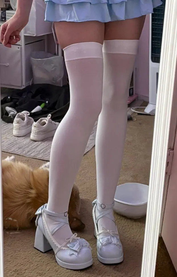 Long Tube Over The Knee Socks Velvet High Elasticity Uniform White Anti-slip Slim Velvet Thigh Women Girls Height 190cm Stokings photo review