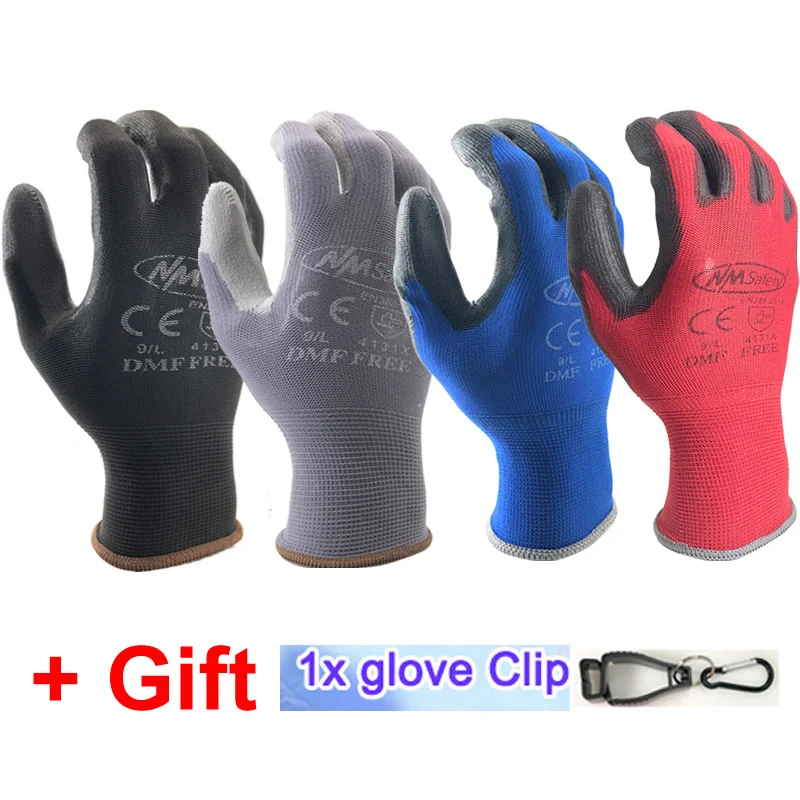 NMSafety-guantes de trabajo de seguridad para construcción, manoplas de goma para jardín, de punto, industriales, protectores, 24 piezas/12 pares