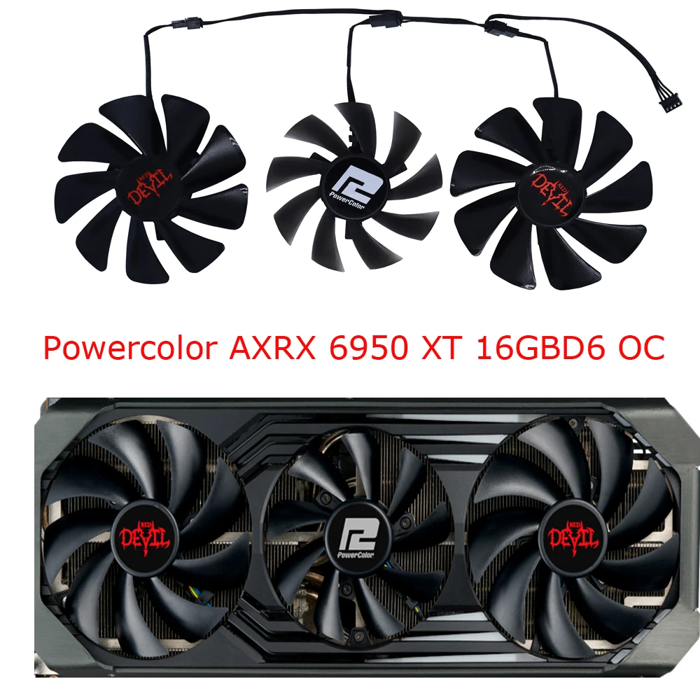 3Pcs/Set DIY GA91S2H GAA8S2U,Graphics Fan,GPU VGA Cooler,Grafikkartenventilator,GPU Kühler,Für PowerColor Red Devil RX 6900 XT,Für Powercolor AX RX 6950XT 16GB,Für Powercolor AX RX RX6800 16GB