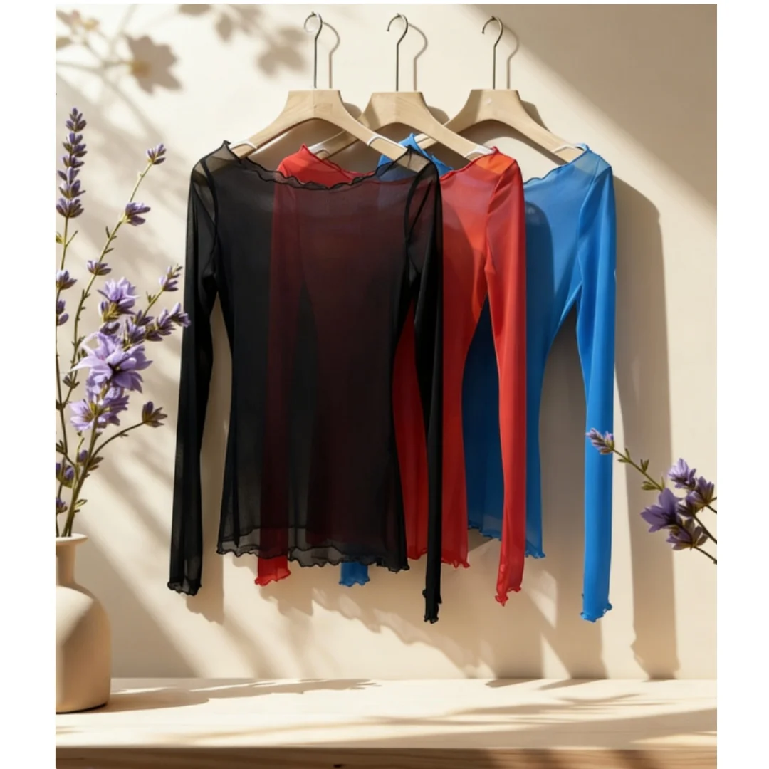 

Summer New Style Women's Fashionable Gauze Sheer Printed Top