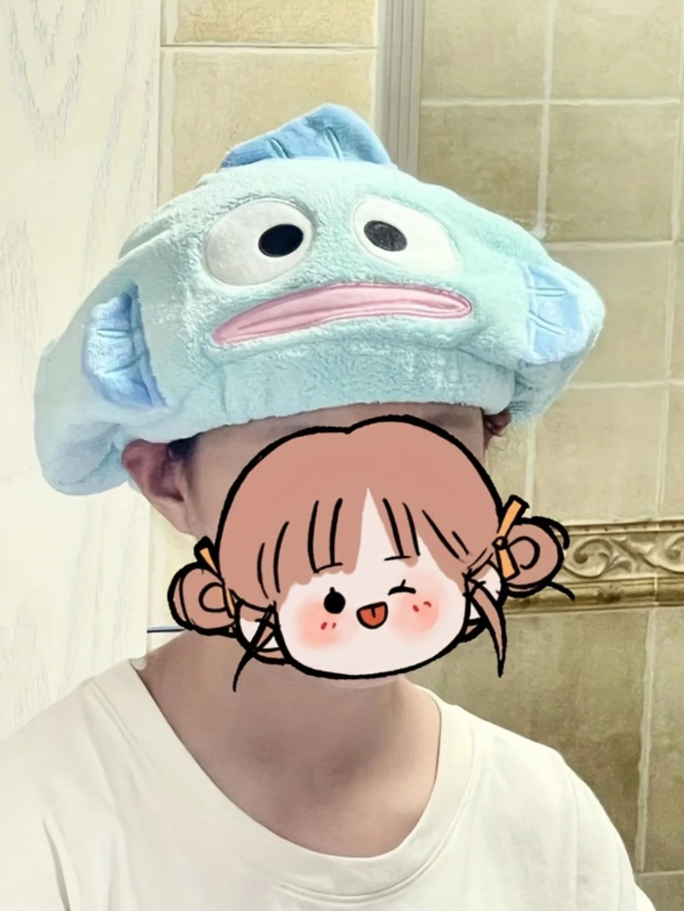 قطعة واحدة من قبعة تجفيف الشعر الكرتونية كورومي ميلودي سينامورول - فائقة الامتصاص، سريعة الجفاف، ناعمة ومريحة