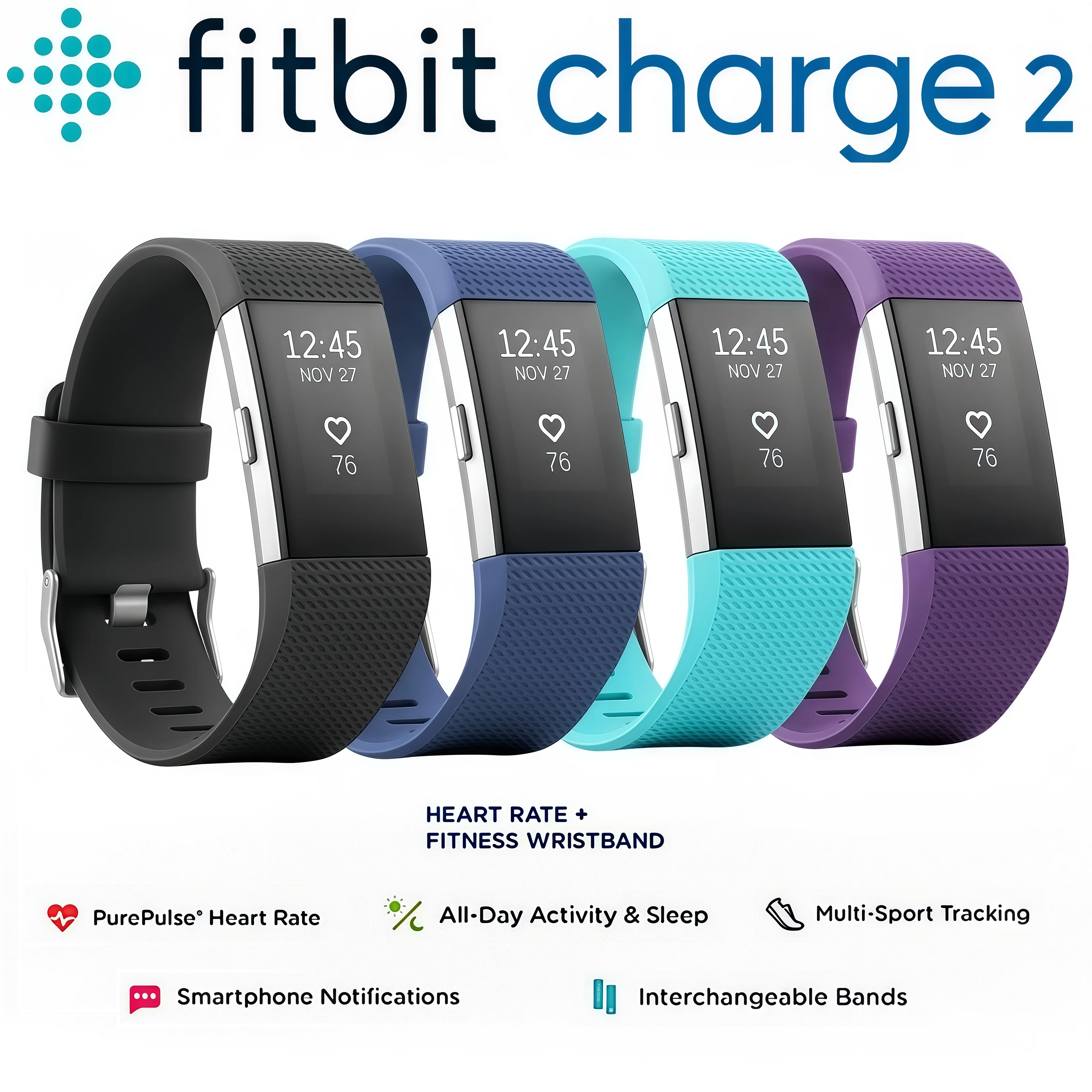 

Фитнес-трекер Fitbit Charge 2, умный браслет, монитор сердечного ритма, ступеньки сна, напоминание о вызове, GPS, спортивные часы для iOS Android