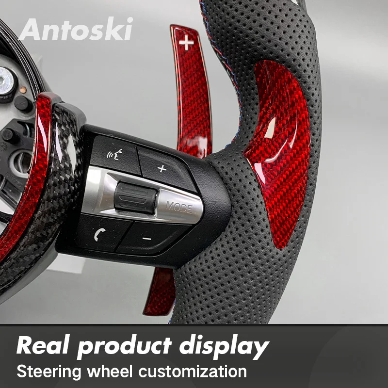 Luxury Car Interior for BMW F10 F30 F15 F20 F22 F32 F36 M3 M1 M2 Custom Real Carbon Fiber Steering Wheel with Smart LED view 4