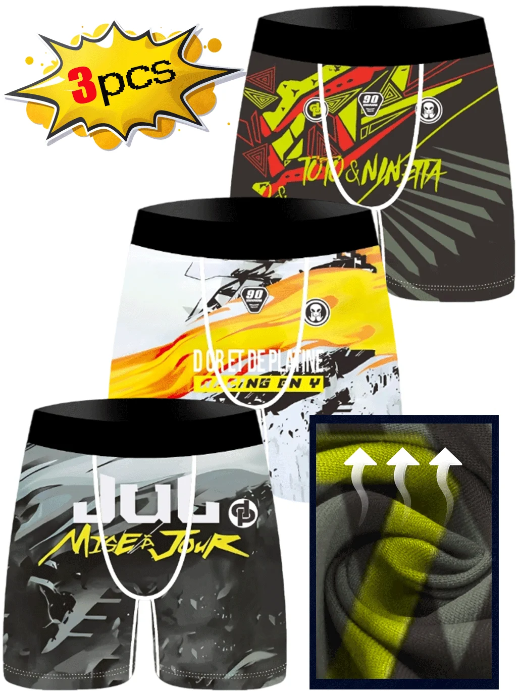 

3 шт., мужское нижнее белье, боксеры с принтом, мужские боксеры, дышащие мужские трусы, нижнее белье, мужские трусы-боксеры, трусы