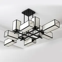 New Chinese Golden Hardware Living Room LED Chandelier Simple Fabric Bedroom Dining Room Livingroom E27 Ceiling Lighting Fixture