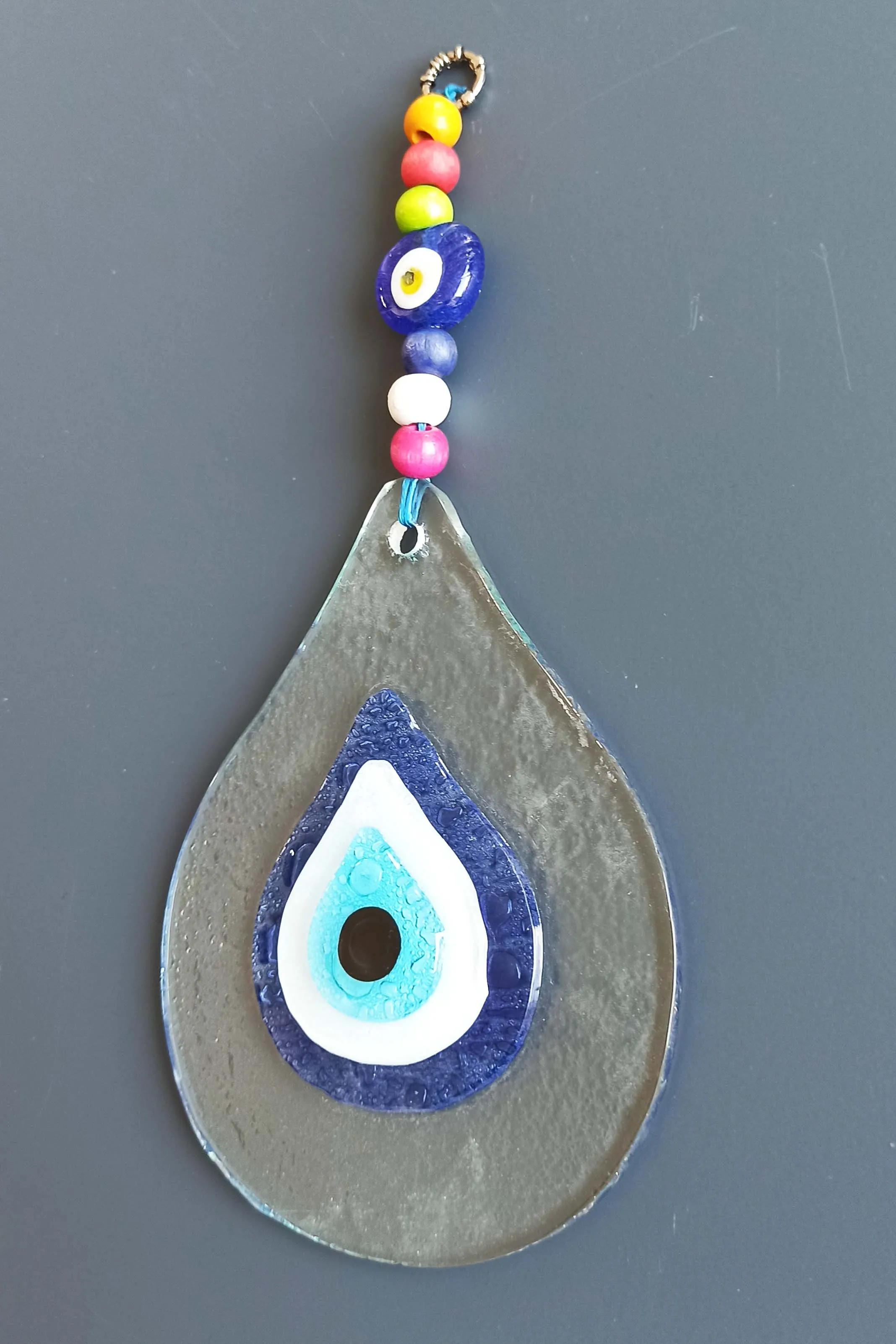 Drop Model Evil Eye Beads Transparent Glass Handmade Wall Ornament