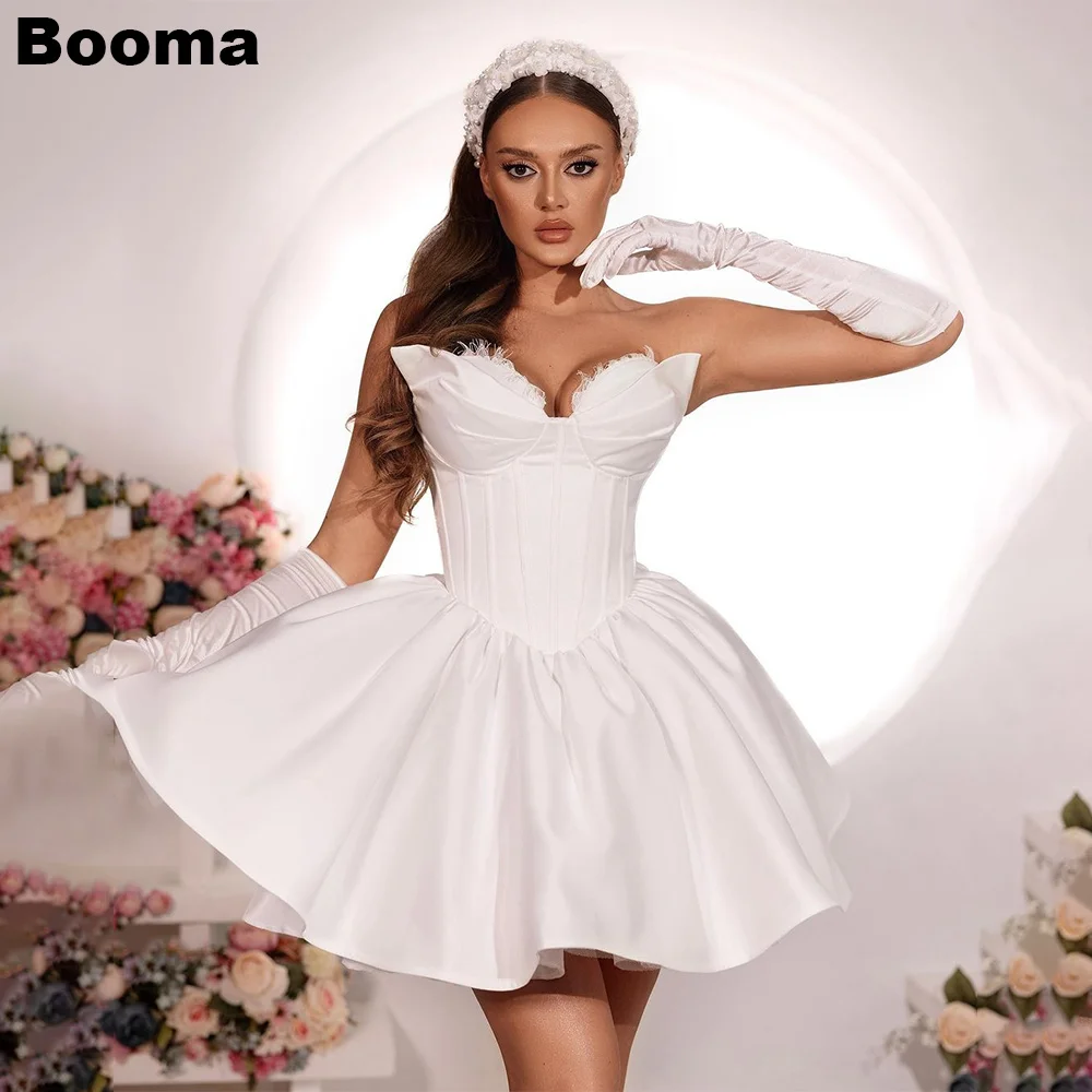 

Booma A-Line Short Wedding Dress Sweetheart Sleeveless Brides Dress Bridals Evening Dress for Women Customized